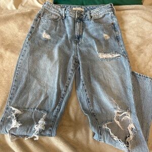 PacSun Blue Distressed Mom Jeans